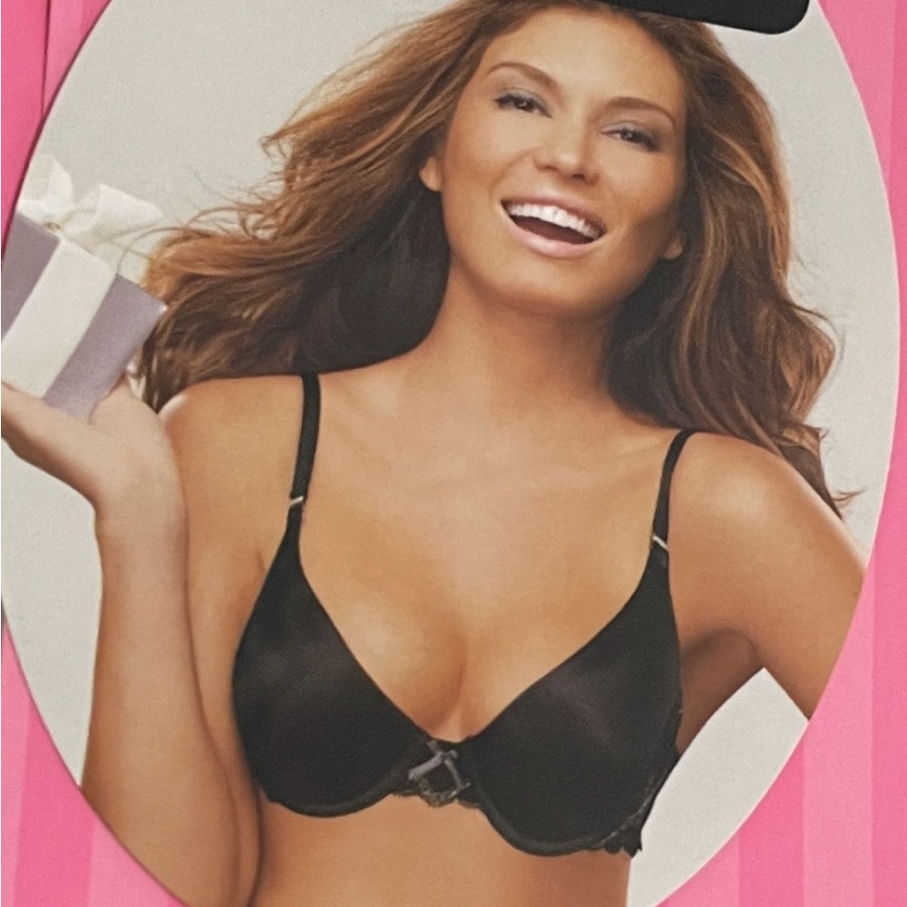 Maidenform One Fab Fit Bra 36C NWT Black Lace Silver Detail